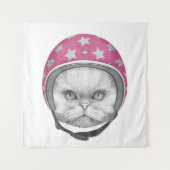 Tenture Cavalier de moto de chat persan (Devant)