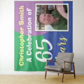 Tenture Célébration d'anniversaire 65 ans avec photo (En situation)