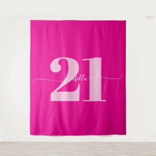 Tenture Célébration d'anniversaire rose 21 ans