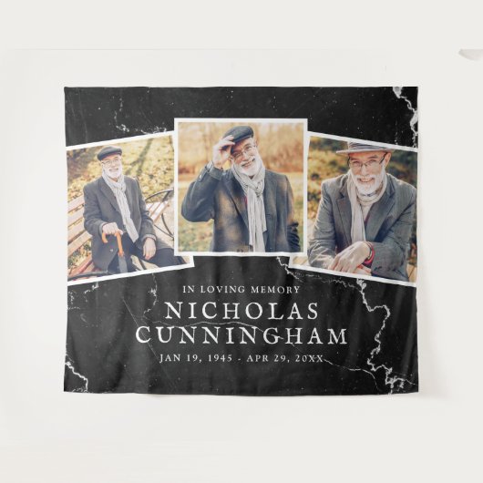 Tenture Célébration de la vie en marbre noir pierre trois  (Devant (Horizontal))