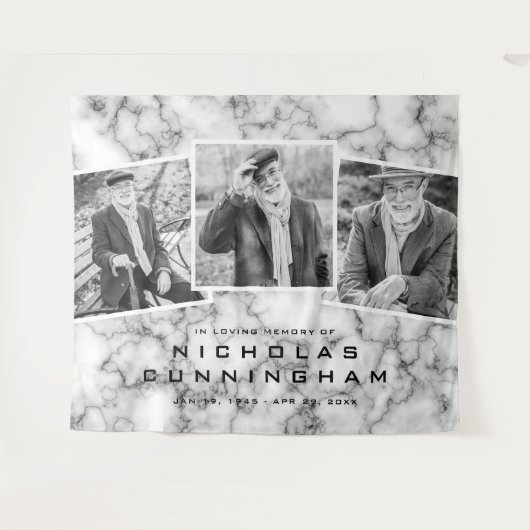 Tenture Célébration de la vie Marbre noir et blanc Trois p (Devant (Horizontal))