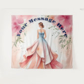 Tenture Célébration de Quinceañera à l'aquarelle (Devant (Horizontal))