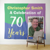 Tenture Célébration des 70 ans avec photo (En situation (horizontale))