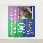 Tenture Célébration du 90e anniversaire avec photo (Devant)