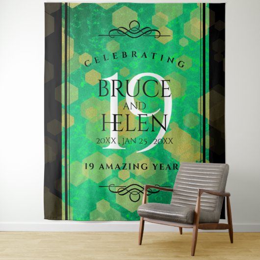 Tenture Célébration élégante du 19e anniversaire de mariag (En situation)