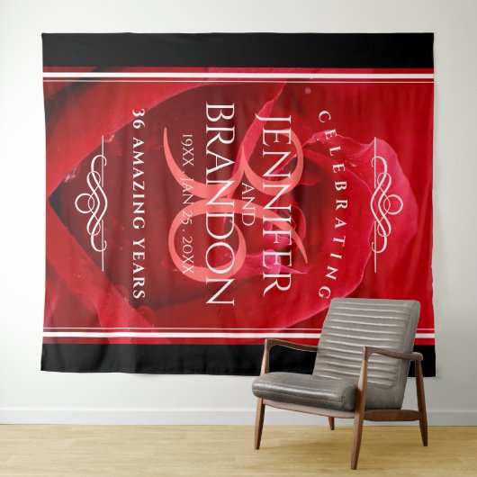 Tenture Célébration élégante du 36e anniversaire de mariag (En situation (horizontale))