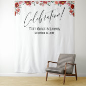 Tenture Célébration florale rouge ! Fond de photo (En situation)