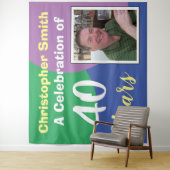 Tenture Célébration joyeux 40e anniversaire avec photo (En situation)