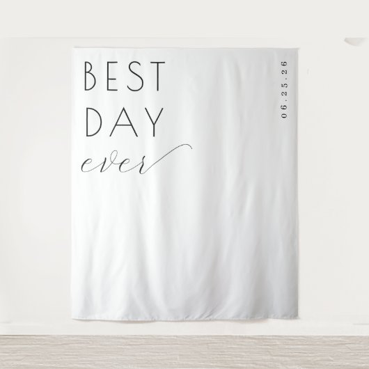 Tenture Célébration typographique noire joyeuse (Devant)