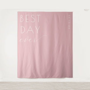 Tenture Célébration Typographique Rose Joyeuse