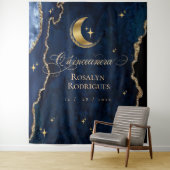 Tenture  Celestial Quinceanera Midnight Welcome Sign  (En situation)
