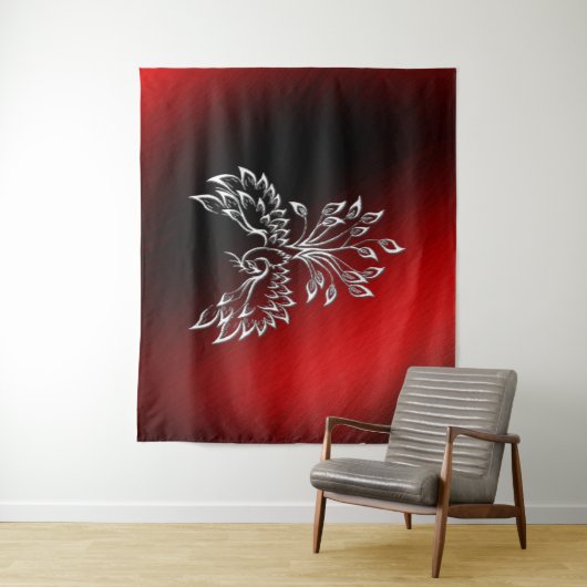 Tenture Cendres noires rouges et Phoenix (En situation)