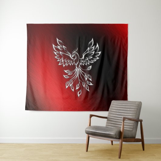 Tenture Cendres noires rouges et Phoenix (En situation (horizontale))