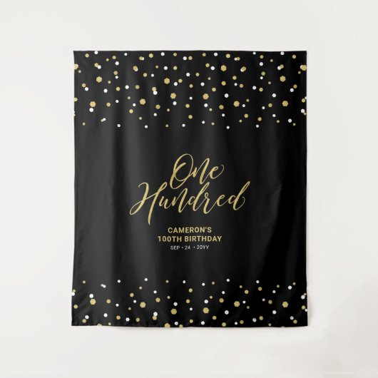 Tenture Cent Or & Noir Décor de fête pour 100e anniversair (Devant)