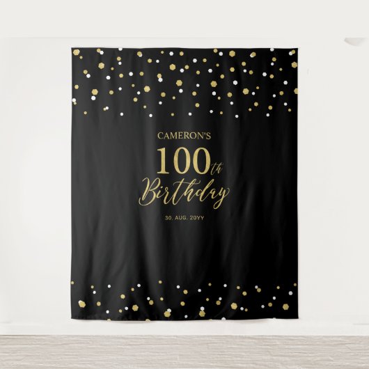 Tenture Cent Or & Noir Fond pour Fête des 100 ans d'annive (Devant)