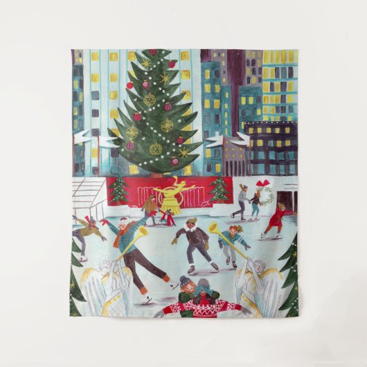 Tenture Centre Rockefeller de New York Patinage de Noël (Devant)