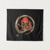 Tenture Cercle d'Enso de zen et arbre d'or de Sakura (Devant (Horizontal))