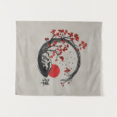 Tenture Cercle d'Enso de zen et branches de Sakura (Devant (Horizontal))