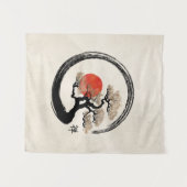 Tenture Cercle d'Enso et arbre de bonsaïs sur la toile (Devant (Horizontal))