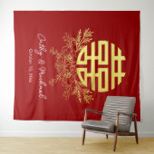 Tenture Cercle double bonheur fleur mariage fond (En situation (horizontale))