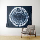 Tenture cercle Main-teint de shibori de bleu d'indigo (En situation (horizontale))