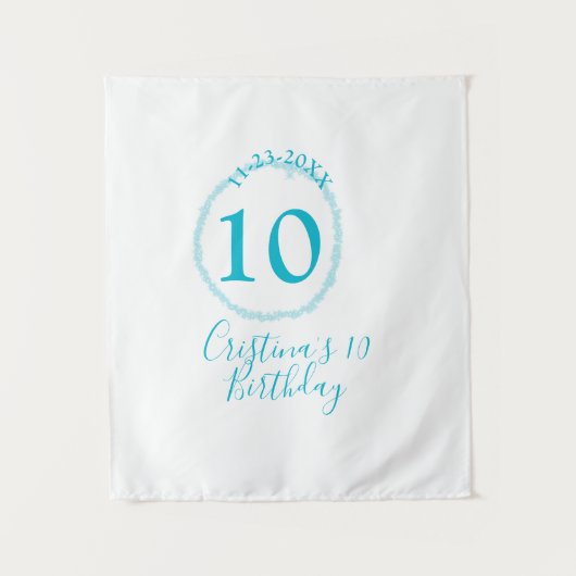 Tenture Cercle turquoise. Paillettes rondes 10e anniversai (Devant)