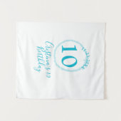 Tenture Cercle turquoise. Paillettes rondes 10e anniversai (Devant (Horizontal))