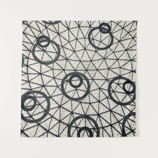 Tenture Cercles Abstraits noirs et blancs (Devant (Horizontal))