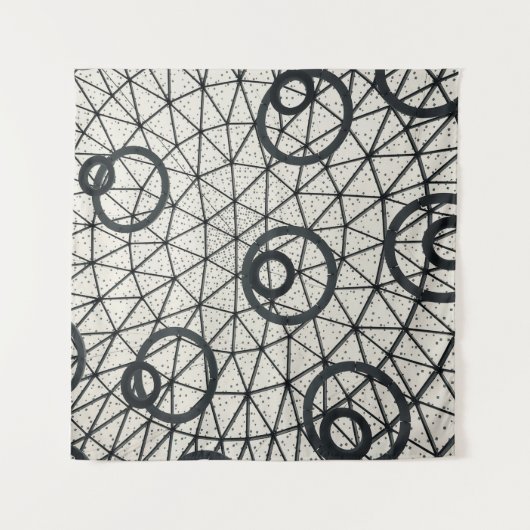 Tenture Cercles Abstraits noirs et blancs (Devant)