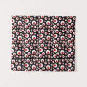 Tenture Cercles blancs rouges Motifs géométriques Abstrait (Devant (Horizontal))