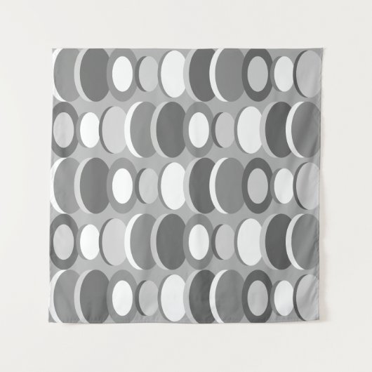 Tenture Cercles d'art Abstraits rétro gris (Devant)