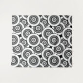 Tenture Cercles et anneaux quadrillage géométrique noir et (Devant (Horizontal))