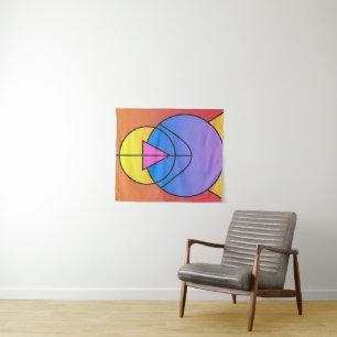 Tenture Cercles Géométriques Abstraits Ligne Colorés