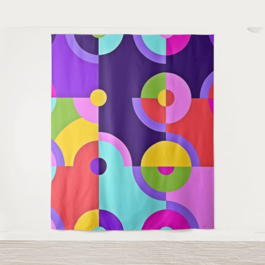 Tenture Cercles modernes gais en bleu rose et vert (Devant)