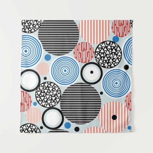 Tenture Cercles multicolores, design motif graphique. (Devant)