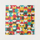 Tenture Cercles rétro : Motif Hipster coloré. (Devant (Horizontal))