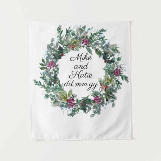 Tenture Cérémonie de mariage d'hiver Contexte Photo Booth  (Devant)