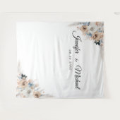 Tenture Cérémonie de Mariage Ivory Et Blue Boho Contexte (Devant (Horizontal))