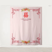 Tenture Cérémonie de thé à cadre chinois jaune orange (Devant)