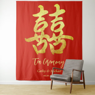 Tenture Cérémonie du thé mariage rouge classique chinois t