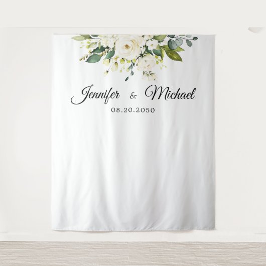 Tenture Cérémonie Mariage florale de Roses blanches Contex (Devant)