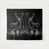 Tenture Cerf aux bois encadrés par champ et arbre (Devant (Horizontal))