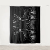 Tenture Cerf aux bois encadrés par champ et arbre (Devant)