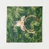 Tenture CERF Brown ET BLANC ENTOURÉ DE PLANTES VERTS (Devant (Horizontal))