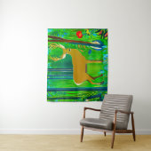 Tenture Cerf dans un cadre forestier d'Imaginaire (En situation)