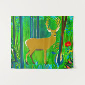 Tenture Cerf dans un cadre forestier d'Imaginaire (Devant (Horizontal))