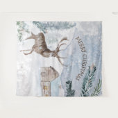 Tenture Cerf de Noël dans les bois enneigés (Devant (Horizontal))