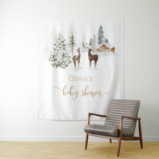 Tenture Cerf d'hiver neutre (En situation)