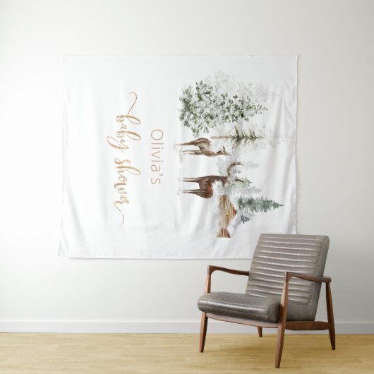 Tenture Cerf d'hiver neutre (En situation (horizontale))