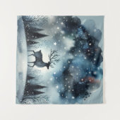 Tenture Cerf Nuit d'Hiver Étoilée (Devant (Horizontal))